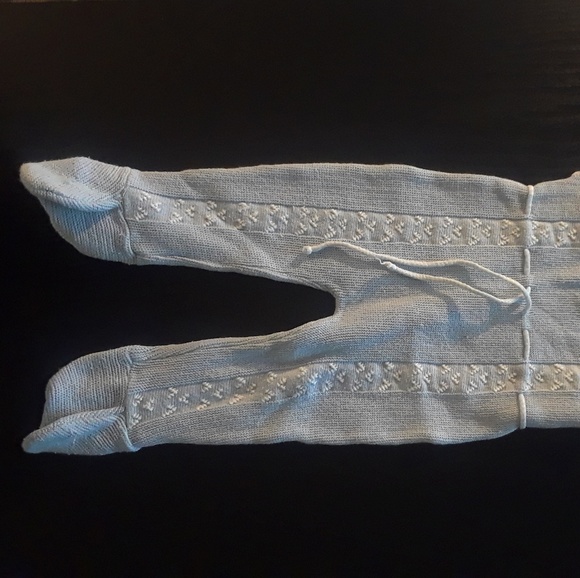 Vintage blue and white knit overalls - Picture 2 of 4